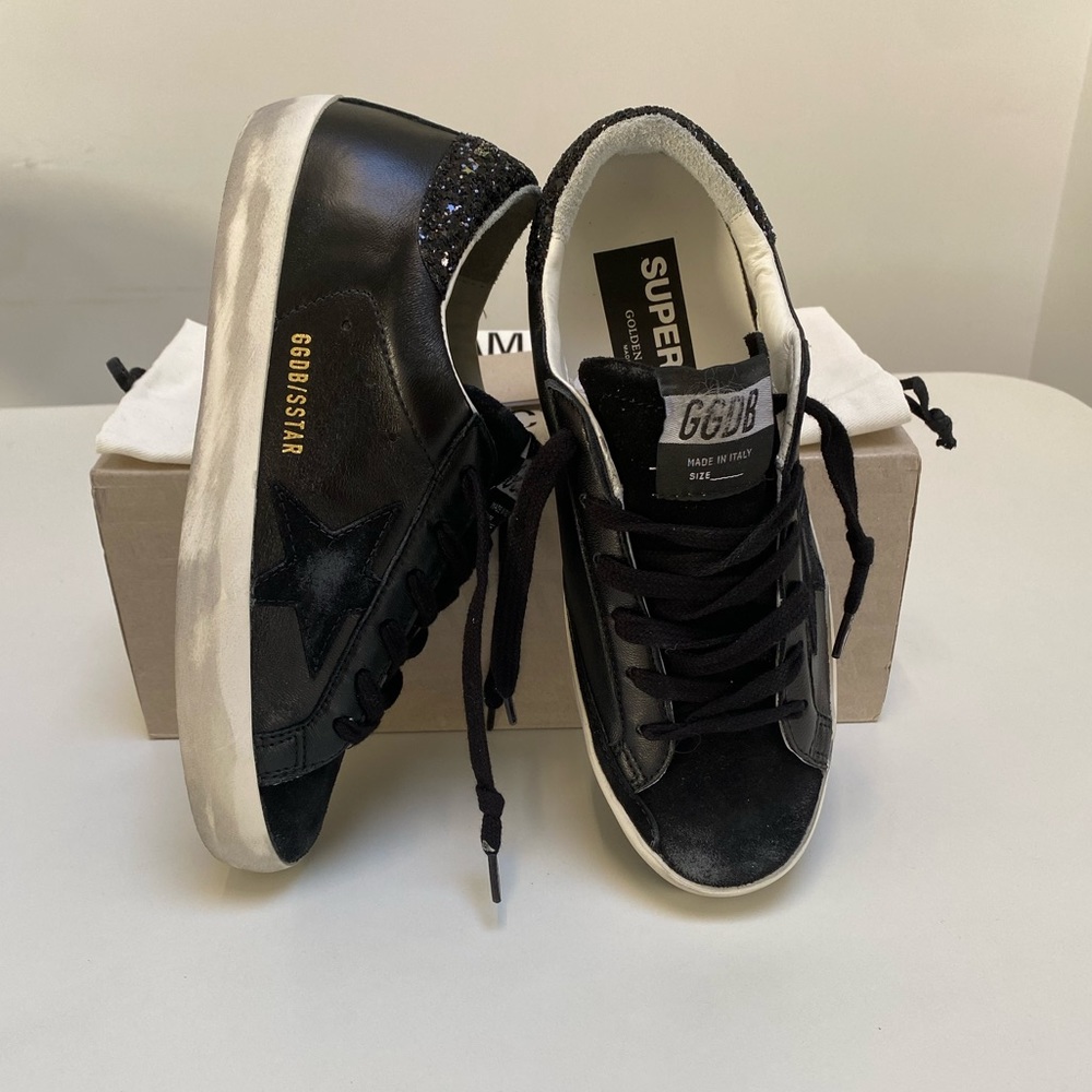 Golden Goose Superstar Sneaker Black Leather/Suede/Glitter sz 36 New in Box - Picture 15 of 15
